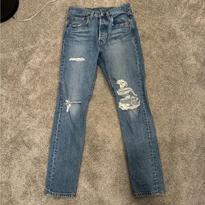 Levi’s, 501 skinny jean ripped, Size 26W, 30L